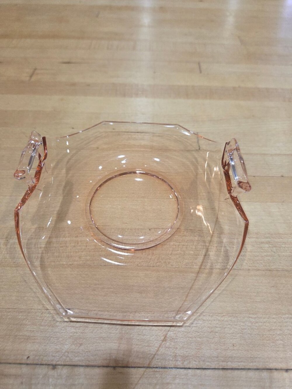 Vintage Fostoria Fairfax Pink Depression Glass Octagon Handled Lemon Plate 2375